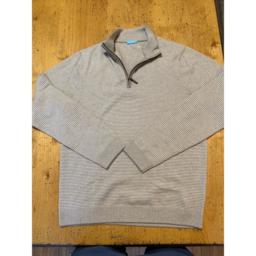 J. McLaughlin Sweater Mens Medium 100% Cashmere 1/4 Zip Mock Neck Knit Pullover